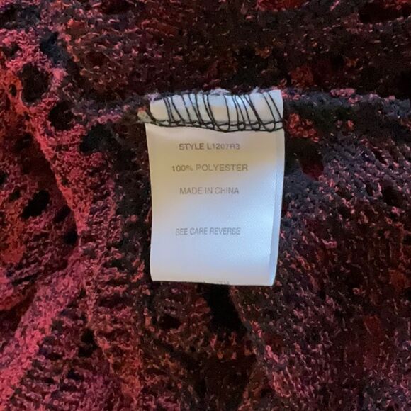 Lily by Firmiana Red 3/4 Sleeve Asymmetrical Tunic Blouse Shirt Women M Polyeste - Picture 6 of 9